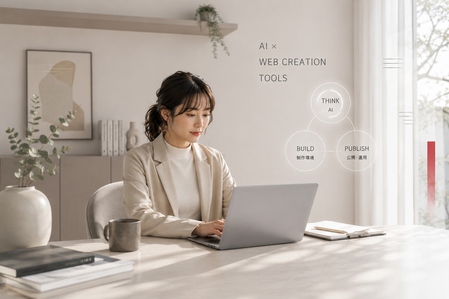 生成AIを活用したWebサイト制作について考えるイメージ