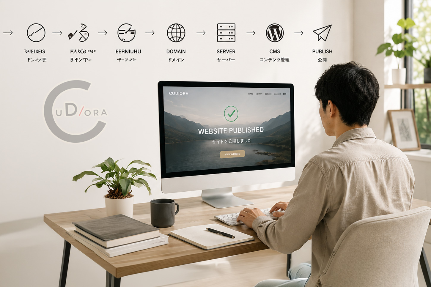 AIを使ってWebサイトを企画から公開まで制作する手順のイメージ