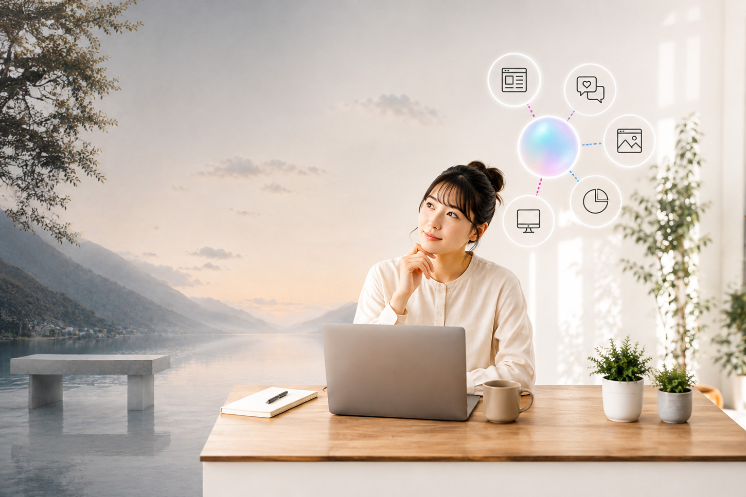 Webサイトをブログ、SNS、LP、データ分析とつないで育てるイメージ